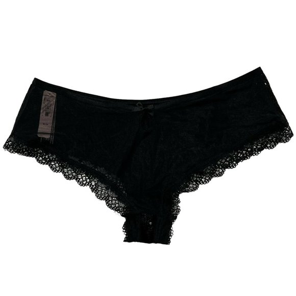 NWT VICTORIA'S SECRET Very Sexy Cheeky Pantie LARGE Black Sheer Velvet Sparkle - Picture 2 of 4